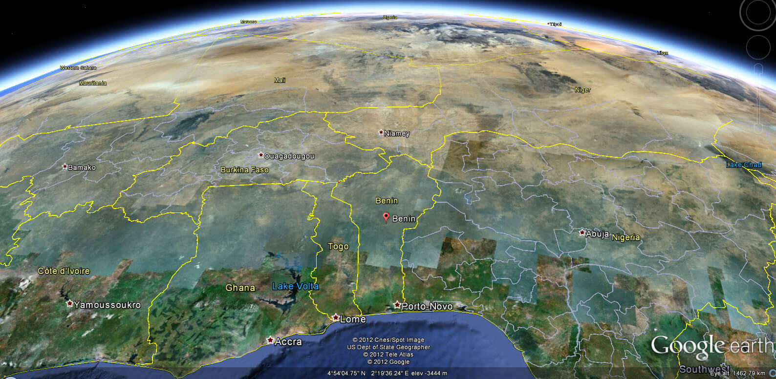 Benin Earth Map